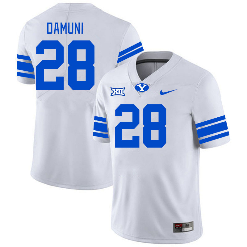 Men #28 Jovesa Damuni BYU Cougars College Football Jerseys Stitched Sale-White